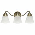 Lalia Home Three Light Curved Metal, Alabaster White Glass Shade Vanity Wall Mounted Fixture, Antique Brass LHV-1003-AB